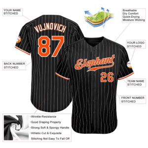 Black White Pinstripe Orange-White Authentic Baseball Jersey,&hellip;