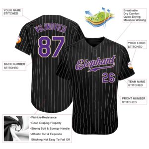 Black White Pinstripe Purple-White Authentic Baseball Jersey,&hellip;