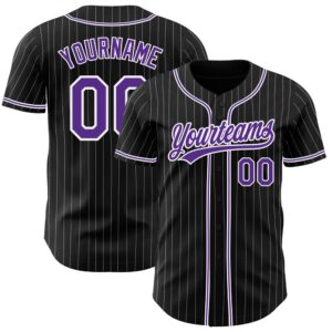 Black White Pinstripe Purple Authentic Baseball Jersey,&hellip;
