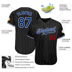 Black White Pinstripe Royal-Red Authentic Baseball Jersey,&hellip;