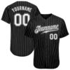 Black White Pinstripe White-Old Gold Authentic Baseball Jersey, Custom Baseball Jersey, Personalized Sport Jersey