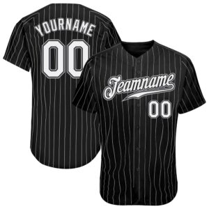 Black White Pinstripe White-Gray Authentic Baseball Jersey,&hellip;