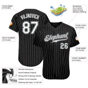 Black White Pinstripe White-Gray Authentic Baseball Jersey,&hellip;