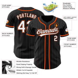 Black White Pinstripe White-Orange Authentic Baseball Jersey,&hellip;