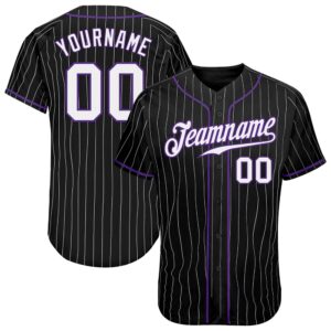 Black White Pinstripe White-Purple Authentic Baseball Jersey,&hellip;