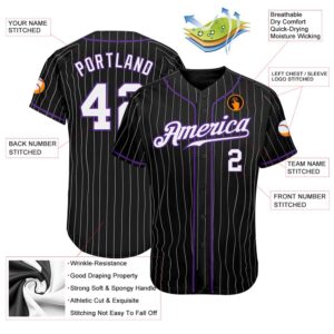 Black White Pinstripe White-Purple Authentic Baseball Jersey,&hellip;