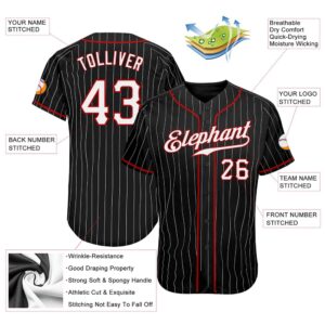 Black White Pinstripe White-Red Authentic Baseball Jersey,&hellip;