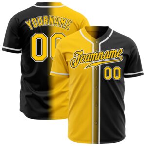 Black Yellow-White Authentic Gradient Fashion Baseball Jersey,&hellip;