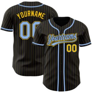 Black Yellow Pinstripe Light Blue Authentic Baseball&hellip;
