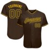 Brown Brown-Old Gold 3D Pattern Design Leopard Authentic Baseball Jersey, Custom Baseball Jersey, Personalized Sport Jersey Brown Brown-Old Gold 3D Pattern Design Leopard Authentic Baseball Jersey, Custom Baseball Jersey, Personalized Sport Jersey