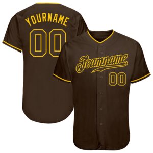 Brown Brown-Gold Authentic Baseball Jersey_7697, Custom Baseball&hellip;