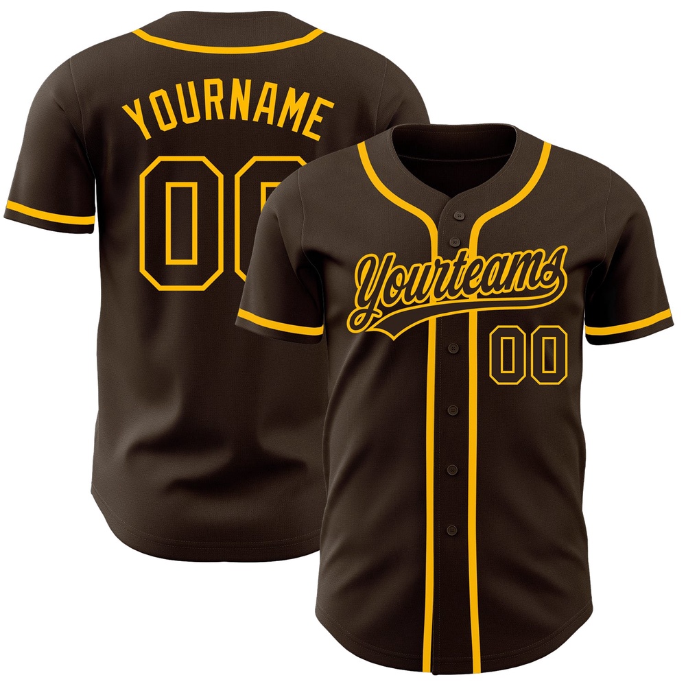Brown Brown-Gold Authentic Baseball Jersey, Custom Baseball Jersey, Personalized Sport Jersey Brown Brown-Gold Authentic Baseball Jersey, Custom Baseball Jersey, Personalized Sport Jersey