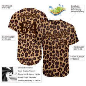 Brown Brown Old Gold 3D Pattern Design Leopard Authentic Baseball Jersey Custom Baseball Jersey Personalized Sport Jersey 2 upiong.jpg