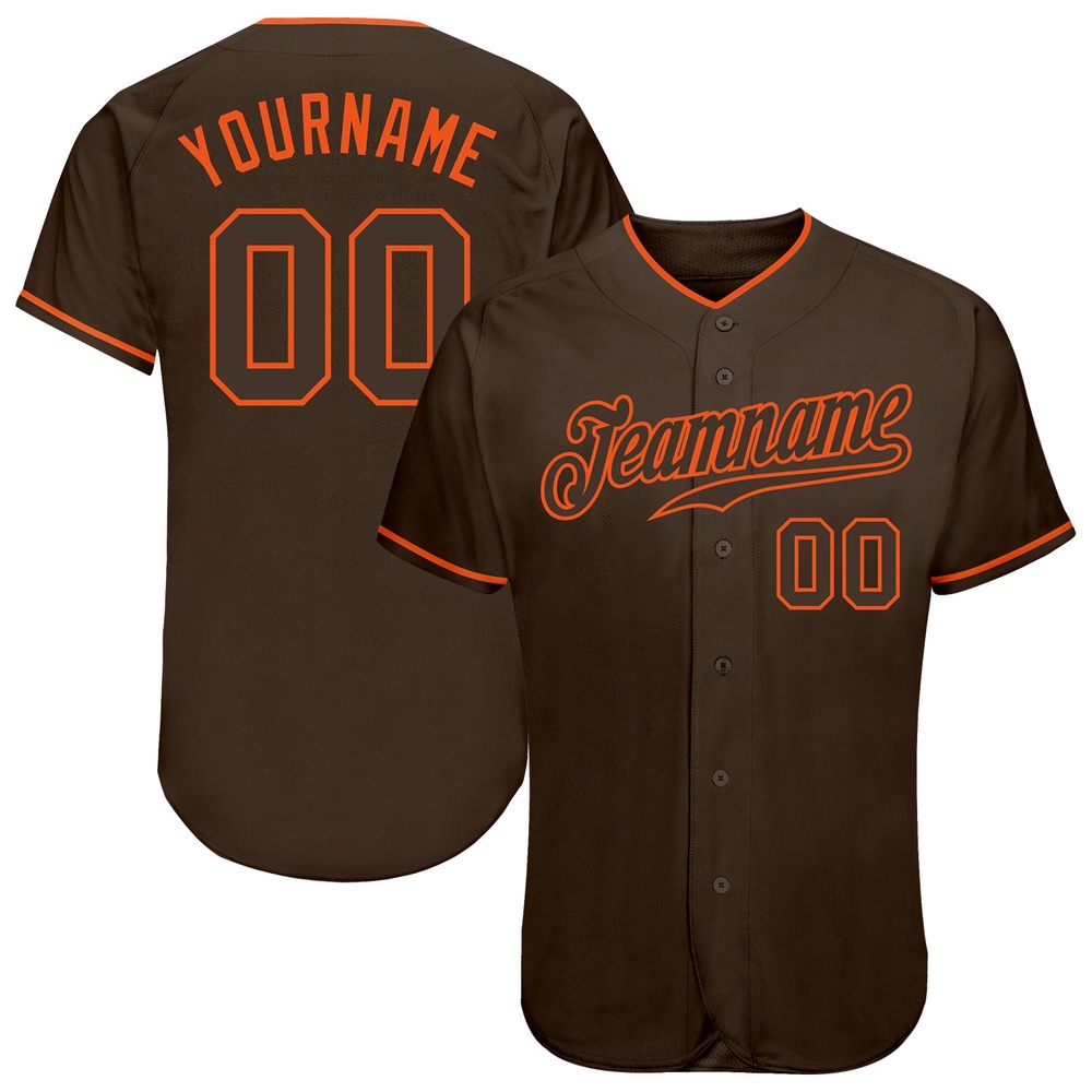 Brown Brown-Orange Authentic Baseball Jersey, Custom Baseball Jersey, Personalized Sport Jersey Brown Brown-Orange Authentic Baseball Jersey, Custom Baseball Jersey, Personalized Sport Jersey