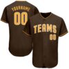 Brown Gold-Cream Authentic Two Tone Baseball Jersey, Custom Baseball Jersey, Personalized Sport Jersey