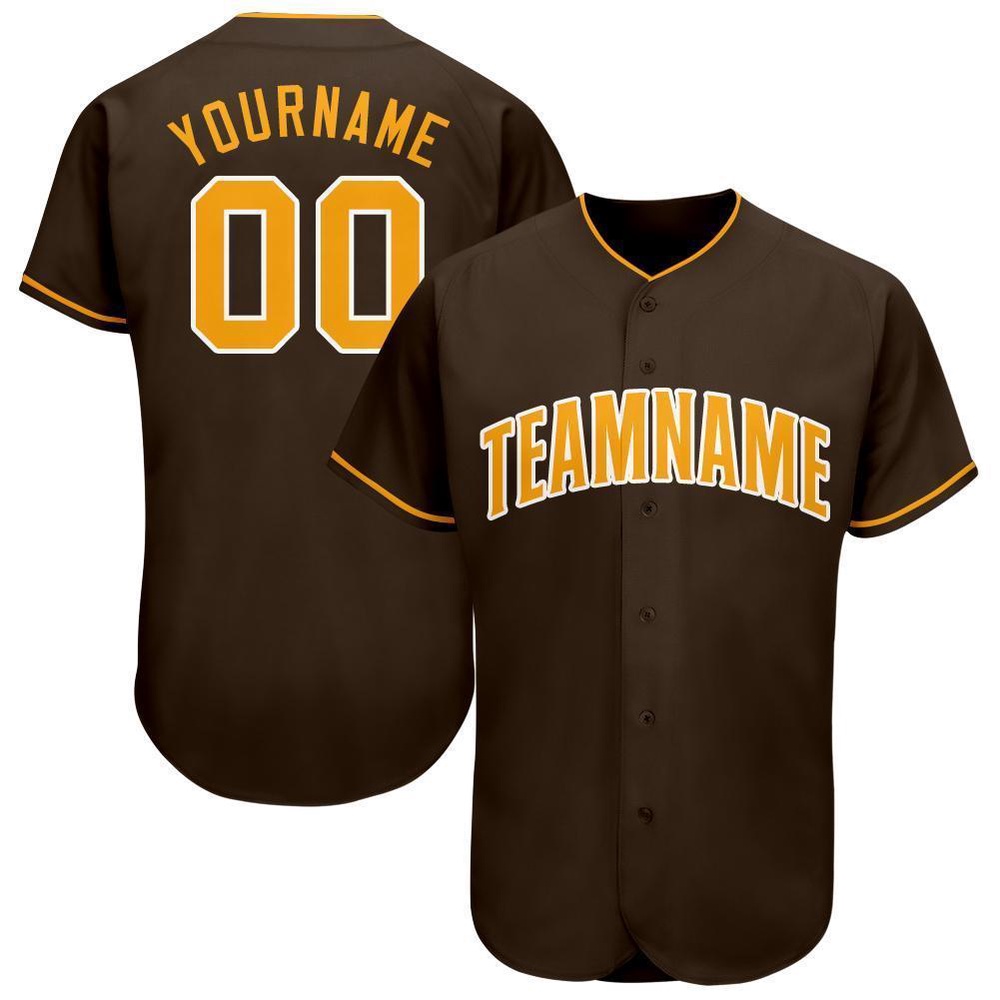 Brown Gold-White Baseball Jersey, Custom Baseball Jersey, Personalized Sport Jersey Brown Gold-White Baseball Jersey, Custom Baseball Jersey, Personalized Sport Jersey