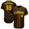 Brown Gold-Cream Authentic Two Tone Baseball Jersey, Custom Baseball Jersey, Personalized Sport Jersey