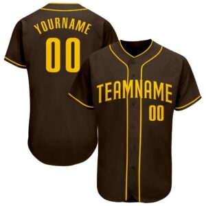 Brown Gold Authentic Baseball Jersey, Custom Baseball&hellip;