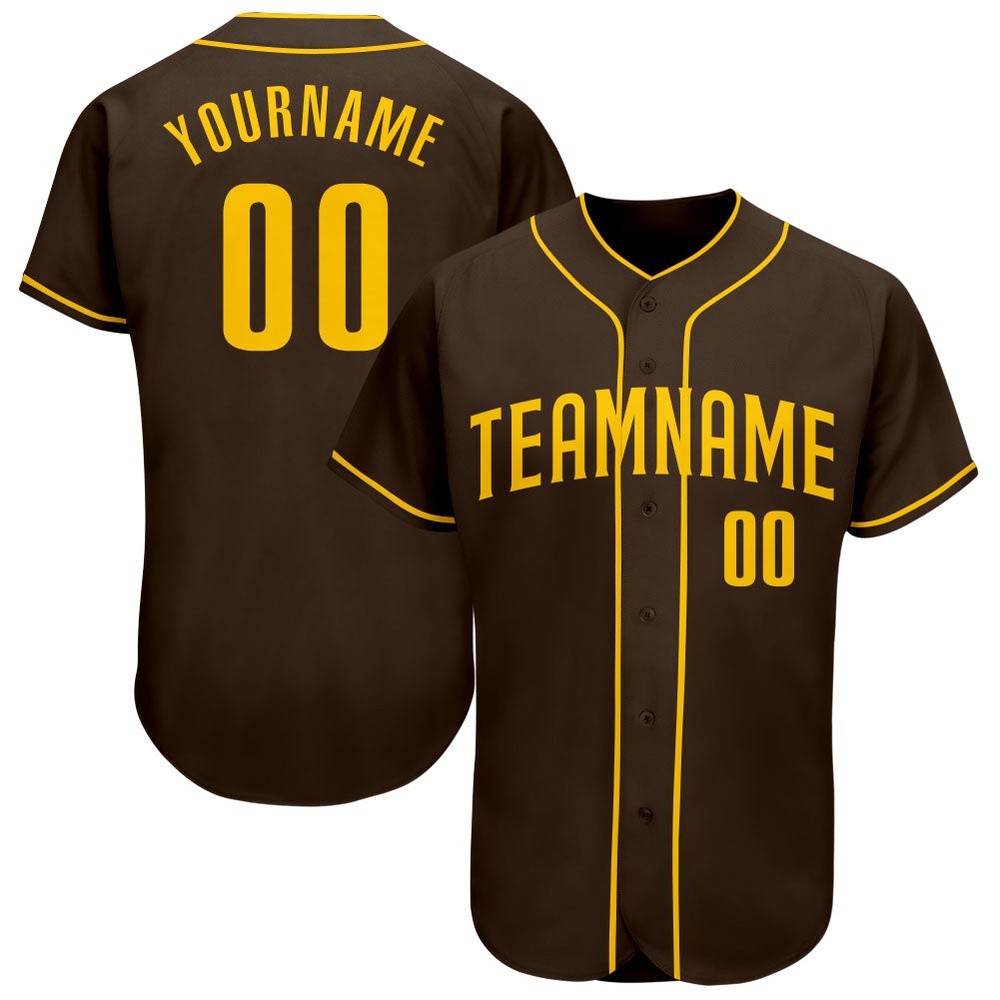 Brown Gold Authentic Baseball Jersey, Custom Baseball Jersey, Personalized Sport Jersey Brown Gold Authentic Baseball Jersey, Custom Baseball Jersey, Personalized Sport Jersey