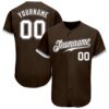 Brown White Pinstripe Gold-White Authentic Baseball Jersey, Custom Baseball Jersey, Personalized Sport Jersey