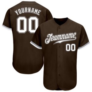 Brown White-Gray Authentic Baseball Jersey, Custom Baseball&hellip;
