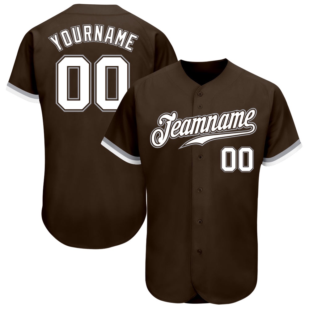 Brown White-Gray Authentic Baseball Jersey, Custom Baseball Jersey, Personalized Sport Jersey Brown White-Gray Authentic Baseball Jersey, Custom Baseball Jersey, Personalized Sport Jersey
