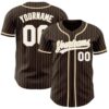 Brown White Pinstripe Gold-White Authentic Baseball Jersey, Custom Baseball Jersey, Personalized Sport Jersey