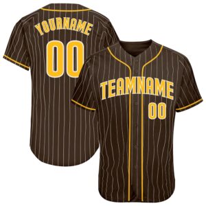 Brown White Pinstripe Gold-White Authentic Baseball Jersey,&hellip;