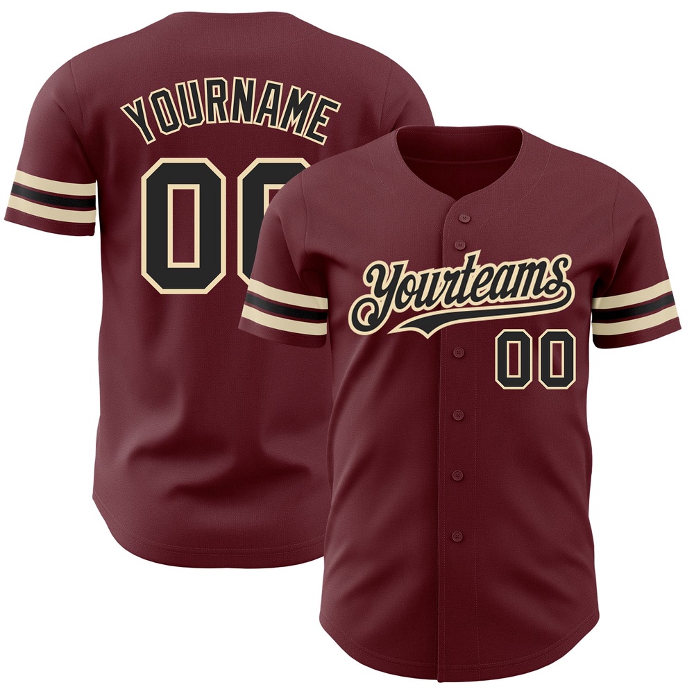 Burgundy Black-City Cream Authentic Baseball Jersey, Custom Baseball Jersey, Personalized Sport Jersey Burgundy Black-City Cream Authentic Baseball Jersey, Custom Baseball Jersey, Personalized Sport Jersey