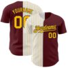 Burgundy Black-City Cream Authentic Baseball Jersey, Custom Baseball Jersey, Personalized Sport Jersey