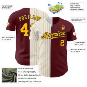 Burgundy Black Gold Pinstripe Authentic Split Fashion Baseball Jersey Custom Baseball Jersey Personalized Sport Jersey 2 aaptid.jpg