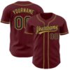 Burgundy Black-Gold Pinstripe Authentic Split Fashion Baseball Jersey, Custom Baseball Jersey, Personalized Sport Jersey Burgundy Black-Gold Pinstripe Authentic Split Fashion Baseball Jersey, Custom Baseball Jersey, Personalized Sport Jersey