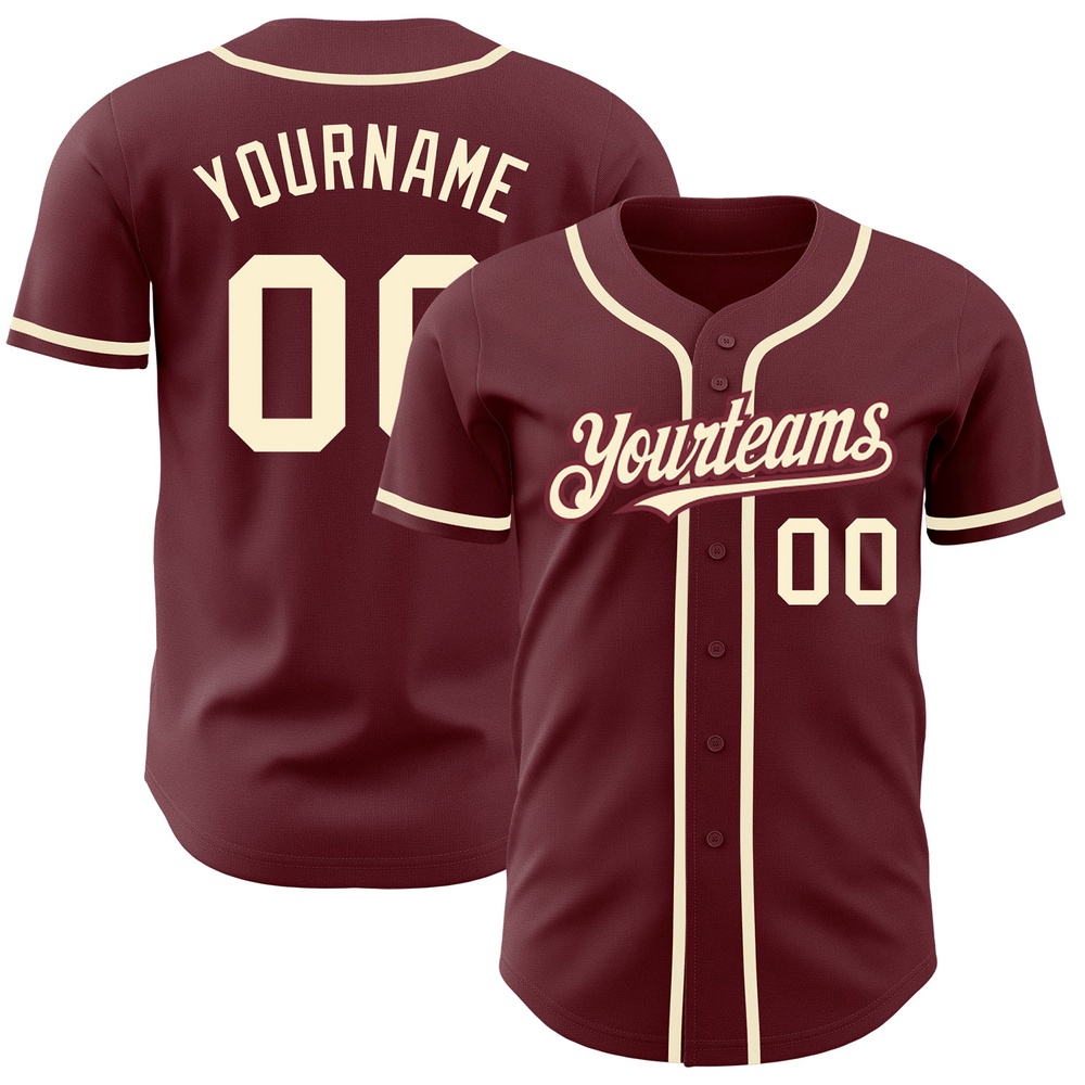 Burgundy Cream Authentic Baseball Jersey, Custom Baseball Jersey, Personalized Sport Jersey Burgundy Cream Authentic Baseball Jersey, Custom Baseball Jersey, Personalized Sport Jersey