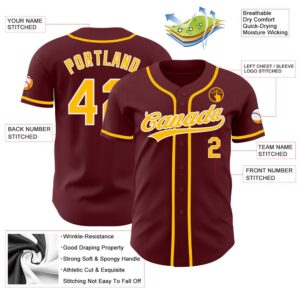 Burgundy Gold White Authentic Baseball Jersey Custom Baseball Jersey Personalized Sport Jersey 2 qpg4kx.jpg
