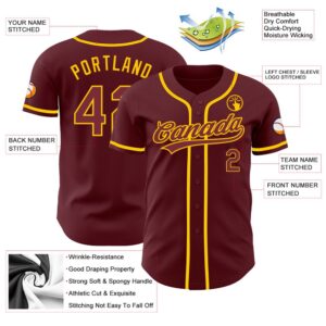 Burgundy Yellow Authentic Baseball Jersey Custom Baseball Jersey Personalized Sport Jersey 2 cgxkc0.jpg