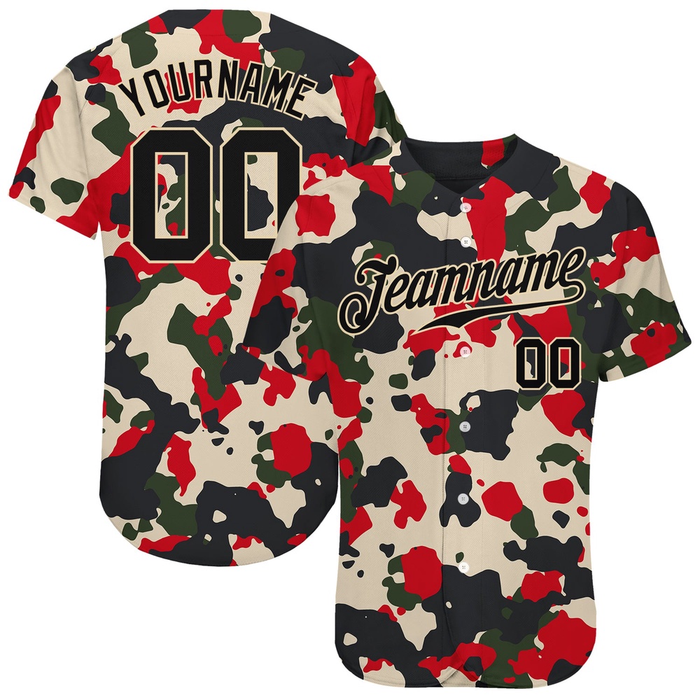 Camo Black-Cream 3D Authentic Salute To Service Baseball Jersey, Custom Baseball Jersey, Personalized Sport Jersey