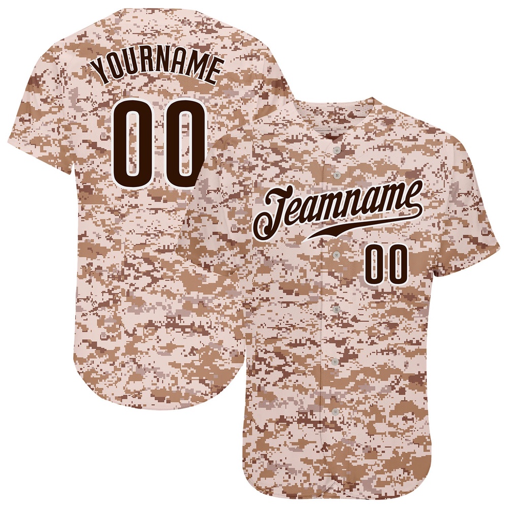 Camo Brown-White Authentic Salute To Service Baseball Jersey, Custom Baseball Jersey, Personalized Sport Jersey