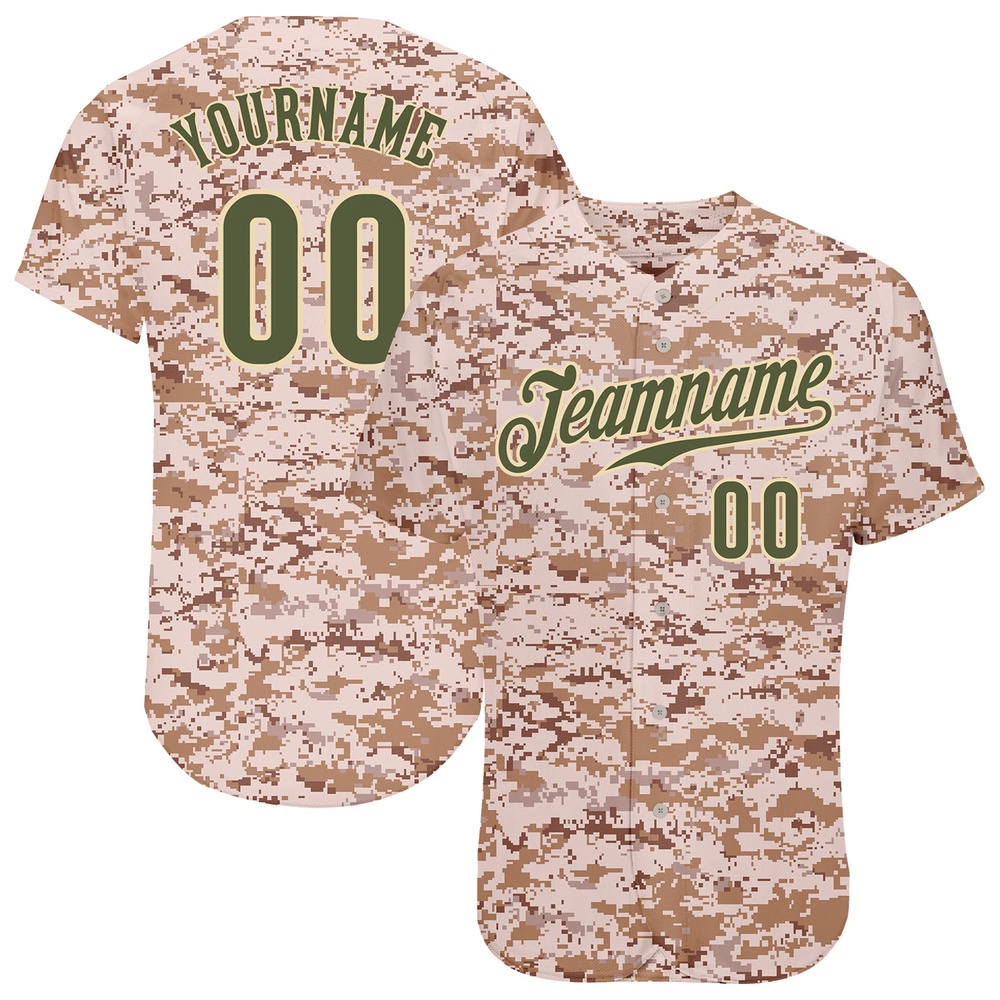 Camo Olive-Cream Authentic Salute To Service Baseball Jersey, Custom Baseball Jersey, Personalized Sport Jersey