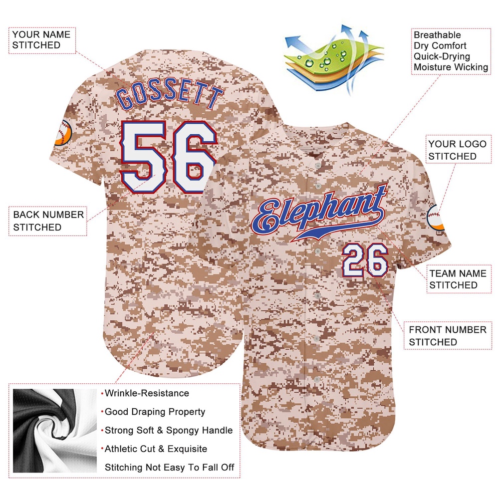 Camo White-Royal Authentic Salute To Service Baseball Jersey, Custom Baseball Jersey, Personalized Sport Jersey