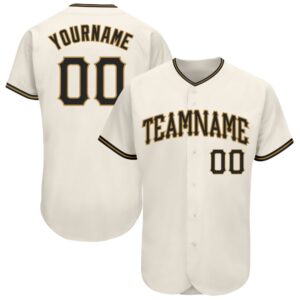 Cream Black-Old Gold Authentic Baseball Jersey, Custom&hellip;