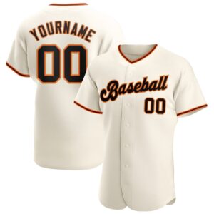 Cream Black Orange-Old Gold Authentic Baseball Jersey,&hellip;