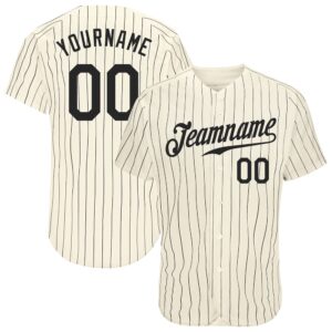 Cream Black Pinstripe Black Authentic Baseball Jersey,&hellip;
