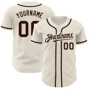 Cream Brown Authentic Baseball Jersey, Custom Baseball&hellip;