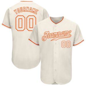 Cream Cream-Orange Authentic Baseball Jersey, Custom Baseball&hellip;