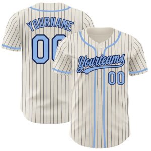 Cream Navy Pinstripe Light Blue Authentic Baseball&hellip;