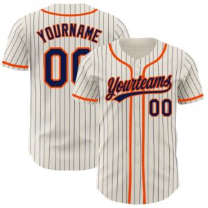 Cream Navy Pinstripe Orange Authentic Baseball Jersey,&hellip;