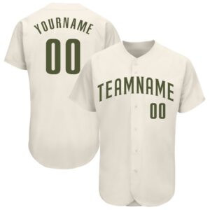 Cream Olive Authentic Baseball Jersey, Custom Baseball&hellip;