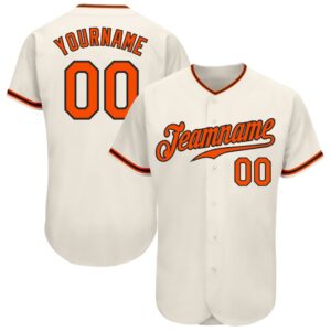 Cream Orange-Black Authentic Baseball Jersey, Custom Baseball&hellip;