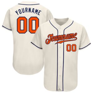 Cream Orange-Navy Authentic Baseball Jersey, Custom Baseball&hellip;