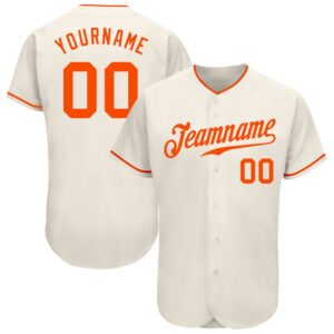 Cream Orange Authentic Baseball Jersey, Custom Baseball&hellip;